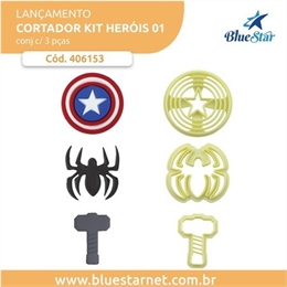 Cortadores Heróis Kit com 3 Peças BlueStar